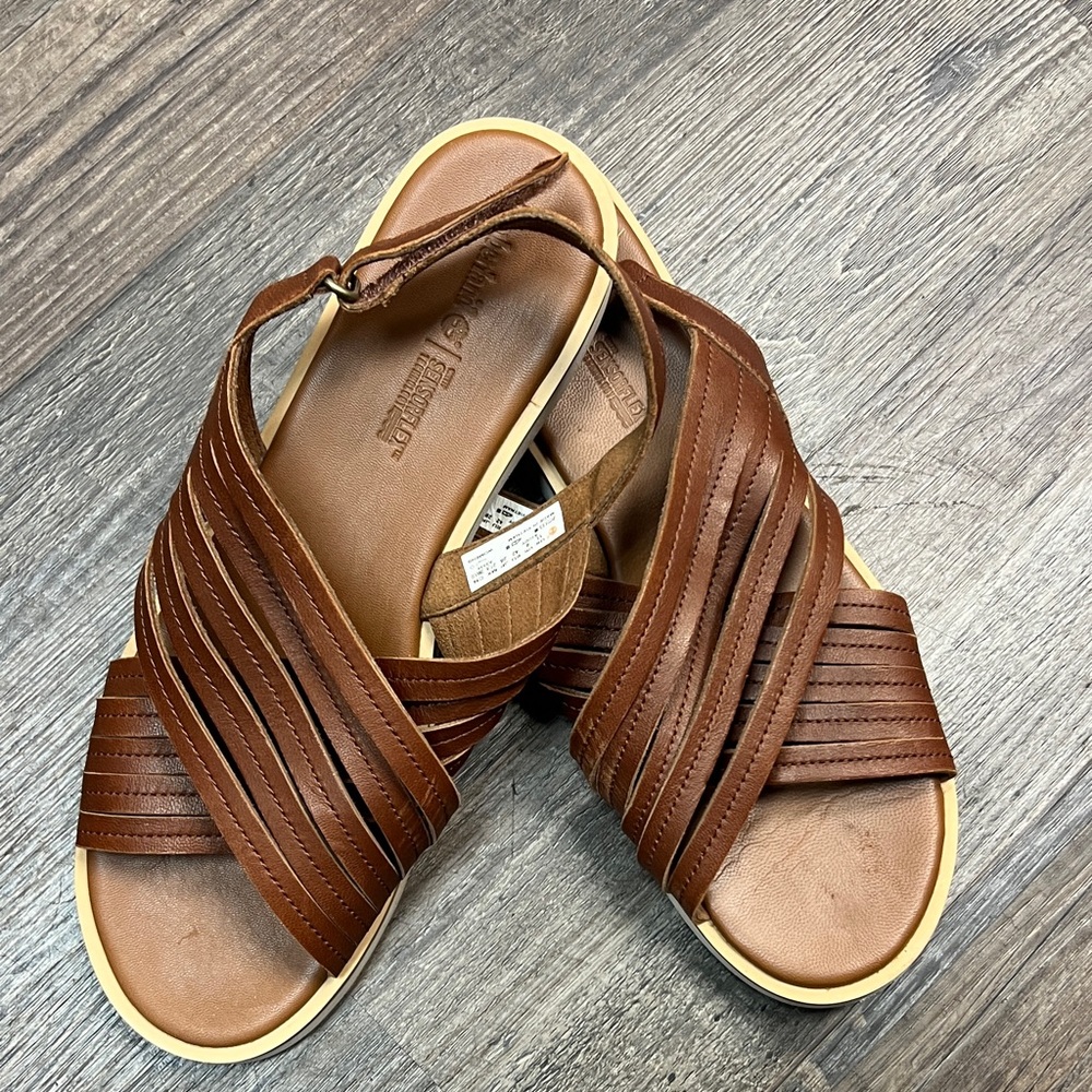 Timberland Adley Shore Leather X-Band Women Sandals Brown Slingback Shoe Size 11